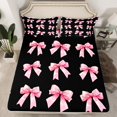 thumbnail image 3 of Feelyou Teens Cute Bow-tie Twin Sheet Sets, Butterfly Knot Princess Twin Fitted Sheet, Watercolor Bowknot Pink Flat Sheet, Ultra Soft Bedroom Decor, 3pcs, 3 of 8
