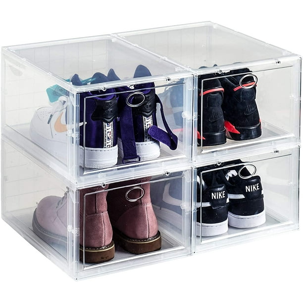 Waytrim Foldable Shoe Box Stackable, Clear Shoe Box Storage Containers