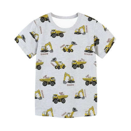 

Geire 3-14 Years Short Sleeve Tees for Children Unisex Trendy Printed Round Neck Crop Top Boys Girls Summer Casual Clothes
