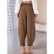 thumbnail image 4 of Pantalones Rectos Holgados Informales de Algodón y , Color Café, Talla XXL, 4 of 5