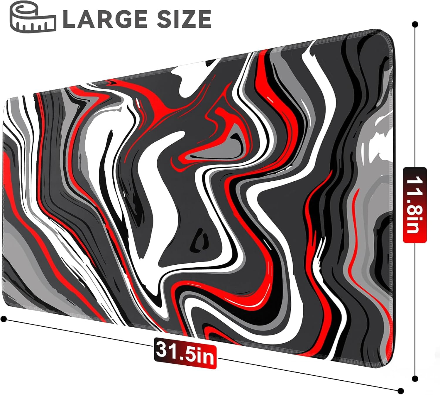 Fluid Pattern Gaming Mouse Pad Large 31.5x11.8in Extended Computer Mouse Mat, NonSlip Rubber Base, Long Keyboard Pad, Full Desk Mousepad for Gaming, Office, Home