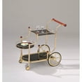 thumbnail image 1 of Contemporary Style ACME Lacy Serving Cart, Gold Plated, Cherry Wood & Black Glass, 1 of 4