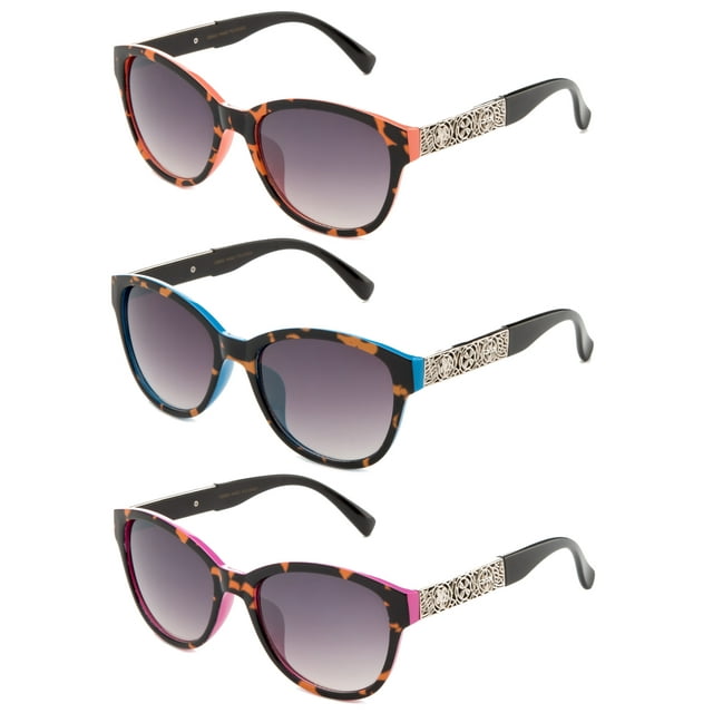 3 Pairs Unique Cateye Design with UV400 Gradient Lenses Fashion Sunglasses for Women