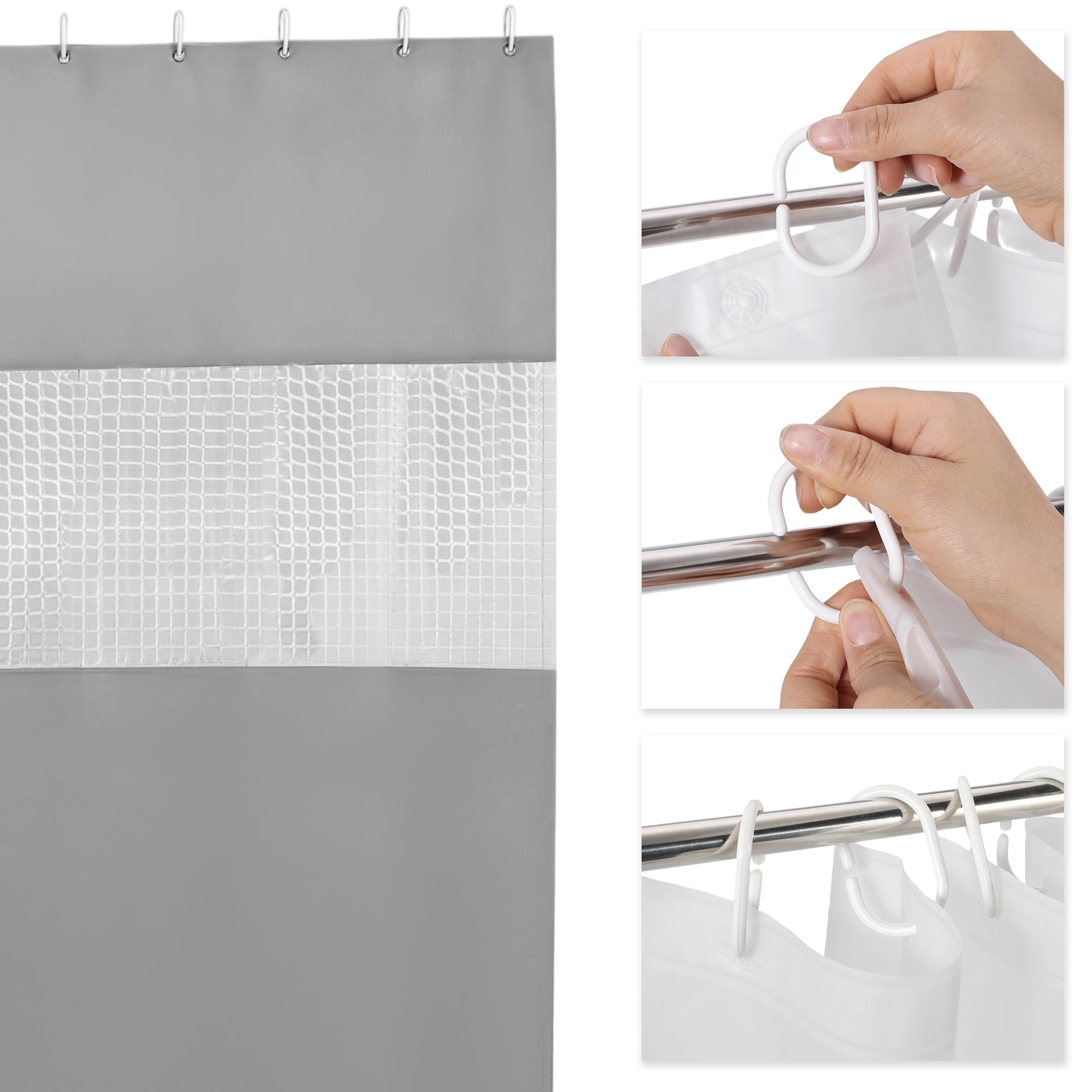 Unique Bargains Patchwork Shower Curtain 70.87x70.87 Inches One Set for Bathroom Dark Gray