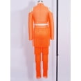 thumbnail image 6 of TiaoBug Kids Girls Latin Dance Outfit 2 Piece Cold Shoulder Long Sleeve Tassels Crop Top with Fringe Pants Set Fluorescent Orange 12, 6 of 7