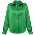 thumbnail image 5 of Tqcoqu Satin Blouses for Women,Silk Button Down Shirts,Long Sleeve Business Casual Tops,Green Women's S-XXL, 5 of 5