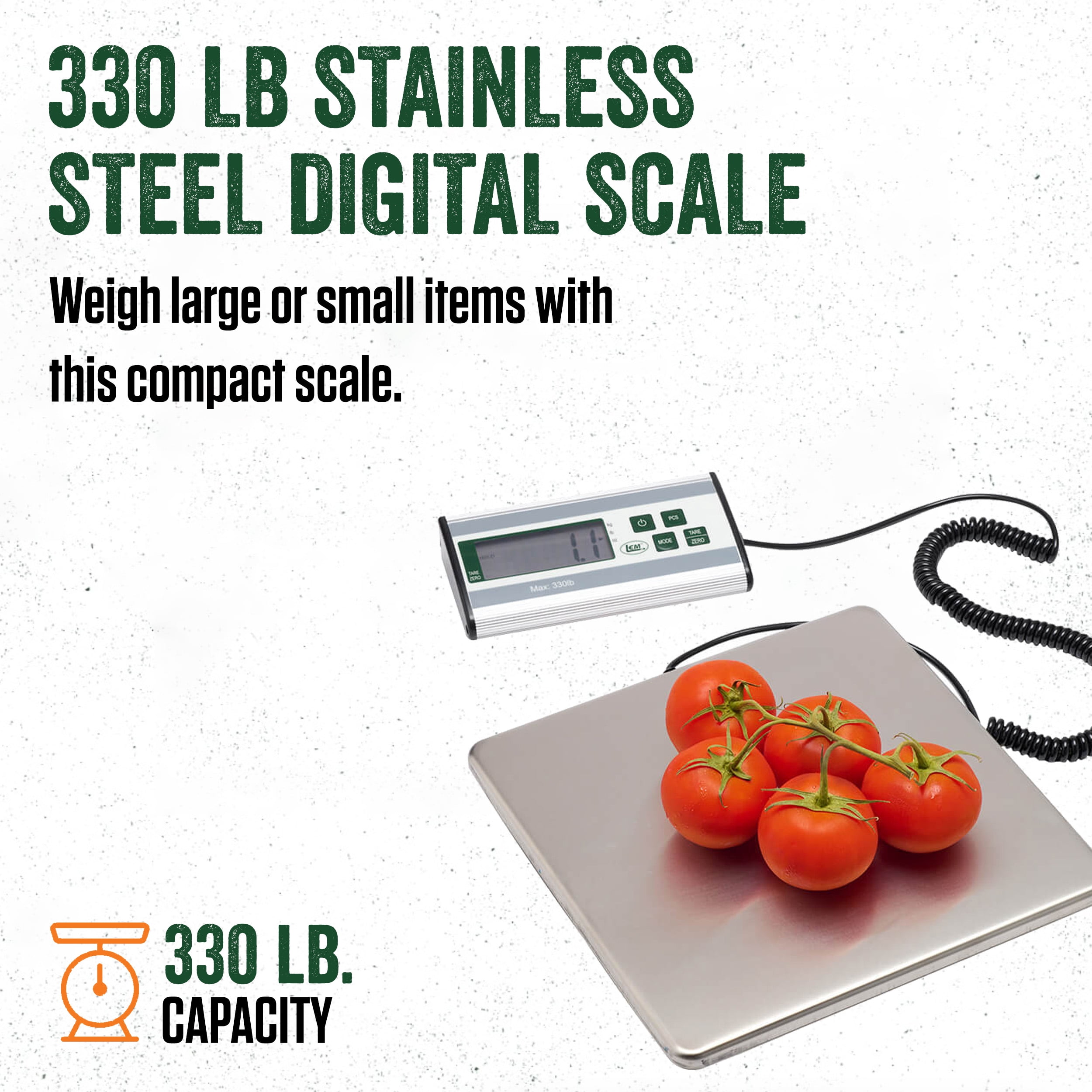 LEM Products 330 lb Stainless Steel Digital Scale with LCD Display