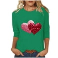 thumbnail image 2 of TrendVibe365 Valentines Day Clothes Ladies Tops and Blouses 3/4 Sleeve Dressy Plus Size Crew Neck Polyester Casual Love Heart Printed Lover Gift Blouse Tops for Valentines Gifts Pink 3XL, 2 of 4