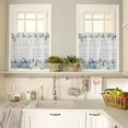 thumbnail image 2 of Curtain Tier and Valance Set 2 Piece Semi Sheer Rod Pocket Valance Small Half Window Tier Curtains Thanksgiving Blue Pumpkin Eucalyptus Leaves Vintage Wood Grain Valances for Kitchen 2 Tiers 27.5"x36", 2 of 5