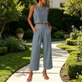 thumbnail image 2 of Enjoytime Two Piece Sets for Women Round Neck Tank Tops with Pants Matching Set Travel Casual Work Summer Plus Size Outfits, 2 of 8