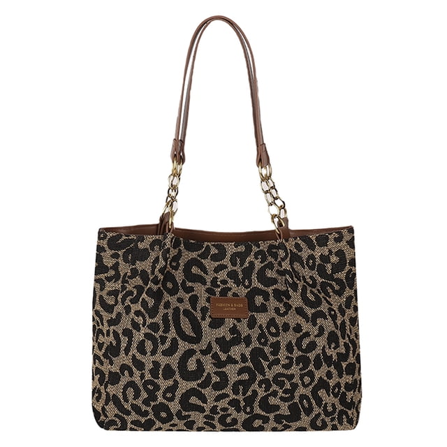 Bolso Hombro Con Leopardo Cadena Textu Versátil para Mujer () Rojo