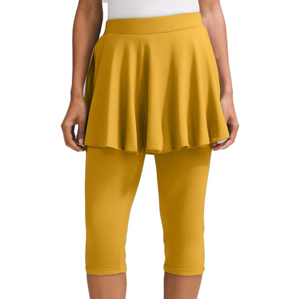Leggings con falda para mujer: bajo acampanado, largo 7/8, tejido elástico, versátiles para el gimnasio o para llevar de forma informal