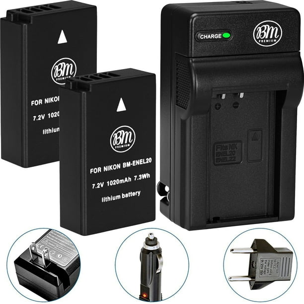 BM Premium 2 ENEL20, ENEL20A Batteries and Charger for Nikon Coolpix