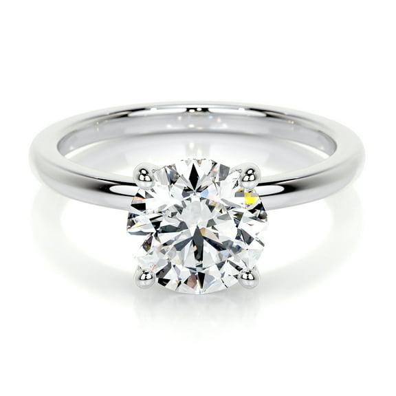 First Jewel Anniversary Ring - Silver 14K White Gold Over Ring - Round Cut Brilliant 1.5 Ct Diamond Ring for Women's - Solitaire Diamond Ring for Women's - Eternity Band Diamond Ring for Women's