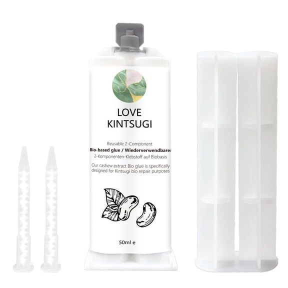 50ml Bio Epoxy Kintsugi Glue，Bio Kintsugi Repair Glue Can Quickly Bond Broken Ceramics，It Can Bond Glass and Ceramics(Gold Free Powder)