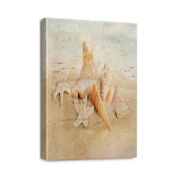Coastal Seashell Wall Decor for Home God Says You Are Modern Artwork, 12x16 Framed Pictures & Rustic Painting Prints on Ocean Nautical Canvas Wall Art for Bathroom, Living Room, Bedroom