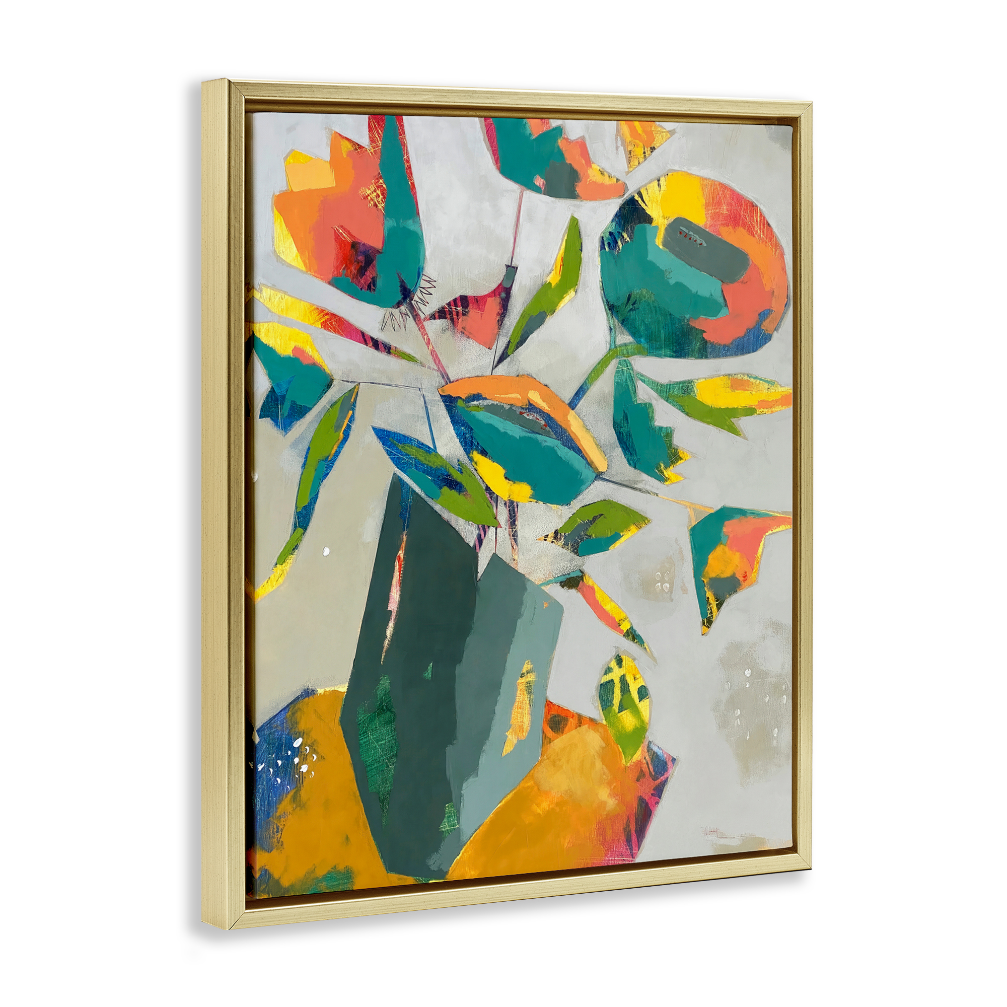 Mischief & Merrymaking Abstraction Gold Framed Floater Canvas Wall Art, design by Dianna Fritzler