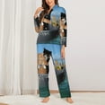 thumbnail image 3 of Disketp Pajamas Set Long Sleeve Sleepwear Womens Button Down Nightwear Pj Sets-Two Brave Cats, 3 of 9