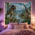 thumbnail image 2 of Tyrannosaurus Rex in a Lush Jungle Valley, Adventurous Digital Art for Dinosaur Fans, Prehistoric Nature Decor, Birthday Gift, Tapestry Wall Hanging for Bedroom and Dorm, 2 of 7