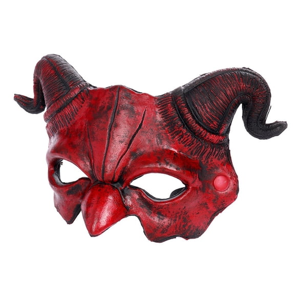 Masquerade Mask Dark Design with Devil Ram Horns 13 X 7 in Half Face Adult Accessory for Halloween Party Masquerade Ball