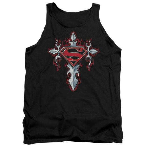 Superman Gothic Steel Logo Adult Tank Top Black
