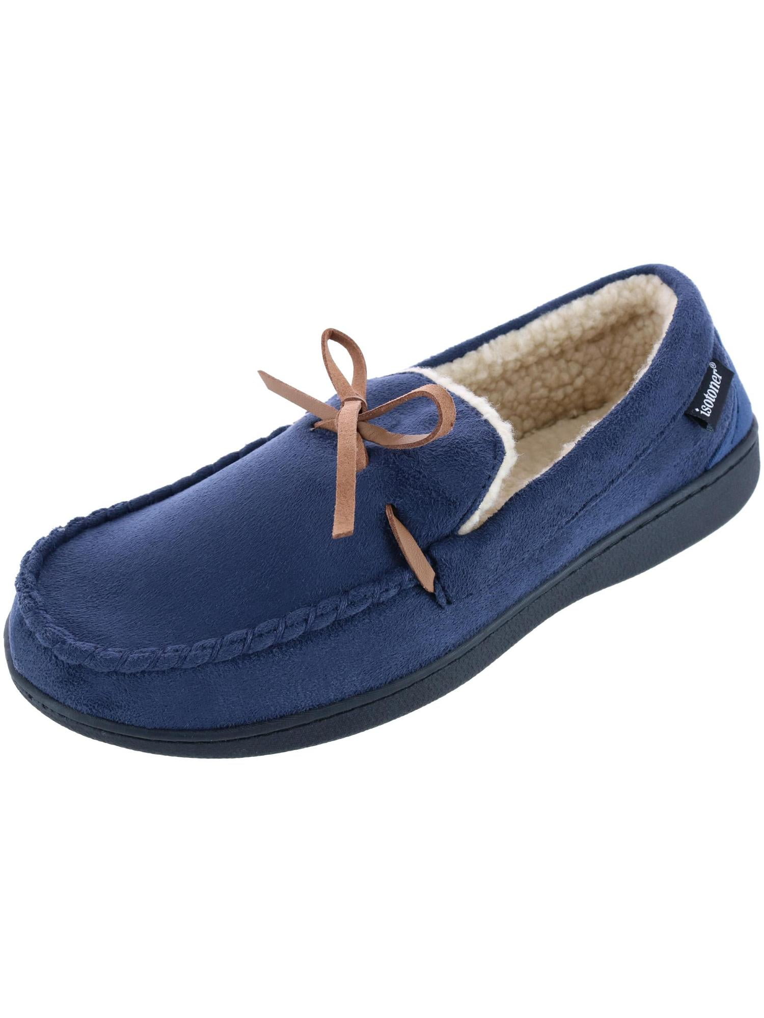 isotoner signature men's memory foam microsuede nigel moccasin slippers