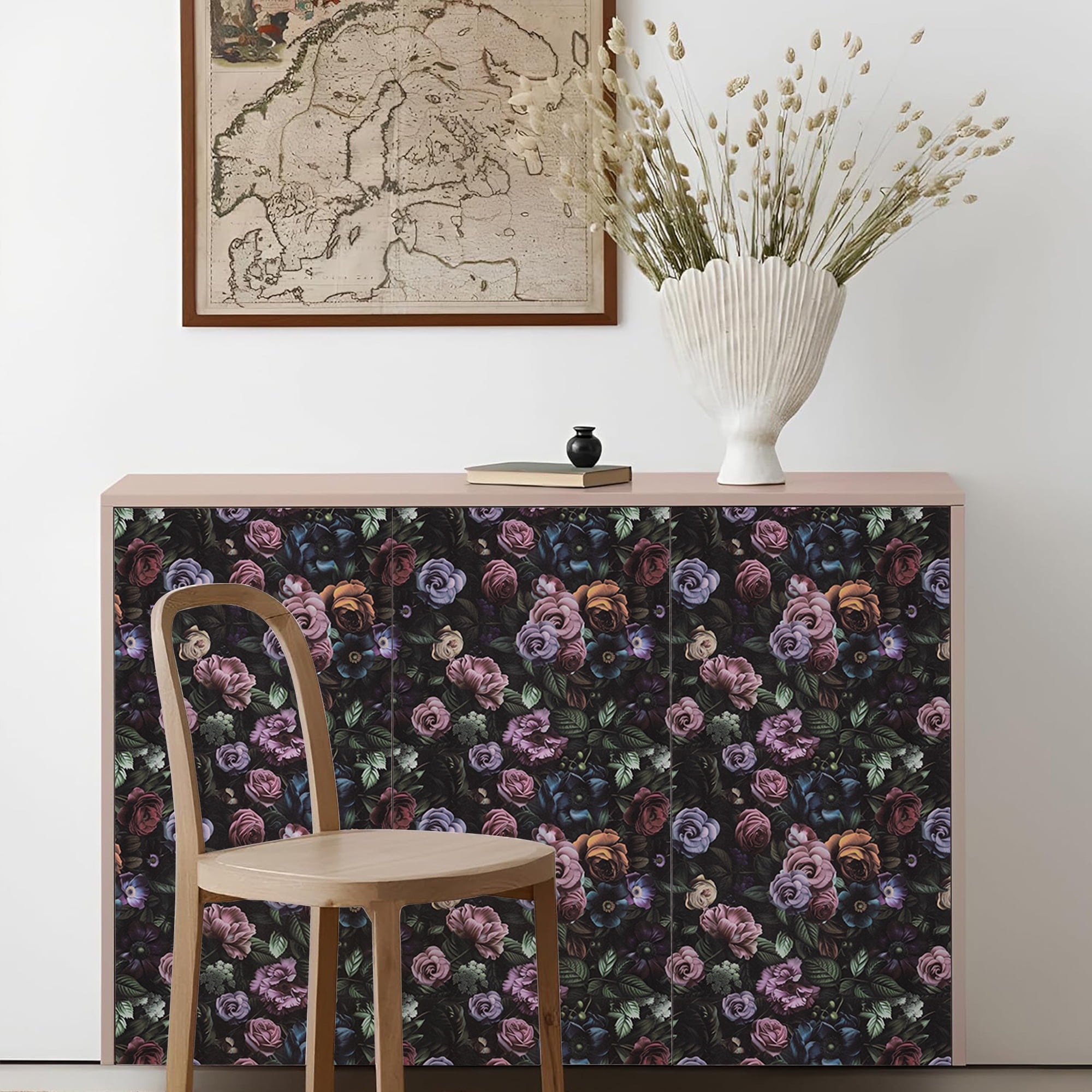 (4 pack) Abyssaly Floral Peel and Stick Wallpaper 17.5-in x 118-in Removable Self-Adhesive Vinyl Wallpaper for Home Decor