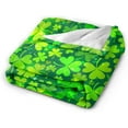 thumbnail image 3 of Soft Cozy Flannel Fleece Blanket for All Seasons St Patrick''s Day Shamrock Lightweight Throw Blanket for Bed/Couch/Sofa/Camping- Green Lucky Shamrocks Irish Clover 60"X50", 3 of 6