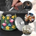 thumbnail image 4 of Yayeee Ashtray with Lid for Cigarette Smokeless Stainless Steel Home Ash Holder, Flamingo Floral Pattern, 4 of 7