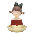 thumbnail image 1 of Figura de niña adorable con bandeja de almacenamiento, escultura, llavero, adorno, joyería y manualidades. Corbata de moño, 1 of 9