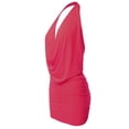 thumbnail image 2 of A2Y Women's Deep Sexy V-Neck Halter Backless Party Club Mini Dress Fuchsia L, 2 of 3