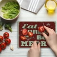 thumbnail image 3 of Eat Drink and Be Merry Cutting Board, Christmas Theme Noel Typography on Stars Snowflake Background, Decorative Tempered Glass Cutting and Serving Board, Small Size, Beige Green, by Ambesonne, 3 of 5