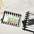 thumbnail image 4 of 2 Pack Pencil Pouch for 3 Ring Binder Smooth Zipper Folders with Pockets Clear Window Pencil Case Black and White Striped, 4 of 6
