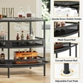 thumbnail image 4 of 3 Tier Bar Unit, Bar Counter with Storage Shelves and Stemware Holder with Footrest for Home Pub, Black Rustic Gray, 4 of 5