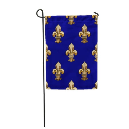 SIDONKU Blue Abstract Fleurs De Lis Inc Versailles Orange Brush Pen Garden Flag Decorative Flag House Banner 12x18 inch