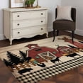 thumbnail image 4 of Brown Farmhouse 3'x5' Washable Rug, Vintage Country Animals Wood Grain Plaid Non-Slip Area Rugs for Entryway Kitchen Classroom, StainResistant Dorm Throw Carpet, Low Pile Soft Indoor Floor Mat, 4 of 9