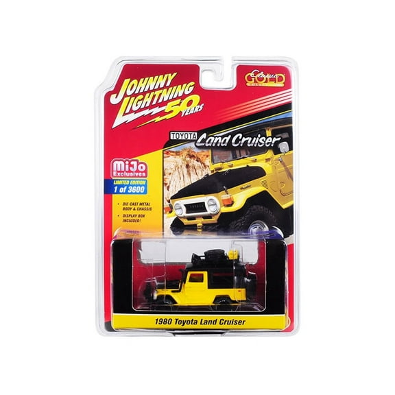 1980 Toyota Land Cruiser Yellow and Black with Accessories Johnny Lightning 50th Anniversary Limited Edition to 3600 pieces Worldwide 1/64 Diecast Model Car by Johnny Lightning"""
