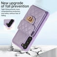 thumbnail image 4 of ELEHOLD for Samsung Galaxy S22 Wallet Case with Card Holder, PU Leather Shockproof Crossbody Case with Metal Snap Adjustable Strap Lanyard Compatible with Samsung Galaxy S22,Purple, 4 of 7