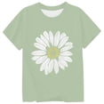 thumbnail image 5 of FASHOFT Baby Girl Shirts Fashion Sunflower Floral Printed Crew Neck Short Sleeve Soft Sweet Kids Daily Casual Tops Baby Girl Summer Tops Green 1-2 Years, 5 of 5