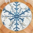 thumbnail image 2 of Seasonal Celebration Round Table Cover, 44 Inch Diameter with Full Elastic Hem and a Beautiful Printed Snowflake Theme for Dining, 2 of 6