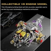 V8 Engine Model Kit That Works, 1394 PCS Advanced Collectible Engine Building Block Sets with Lights & Spray