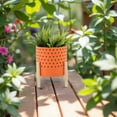 thumbnail image 4 of Ceramic Planter with Stand - Modern Ceramic Pot for Home & Garden Decor; 10x10x11 Inch, Orange, 4 of 6
