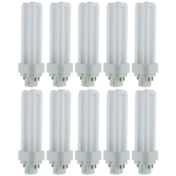 10 Pack Sunlite 13 Watt PLD 4-Pin Double U-Shaped Twin Tube, G24Q-1 Base, Warm White