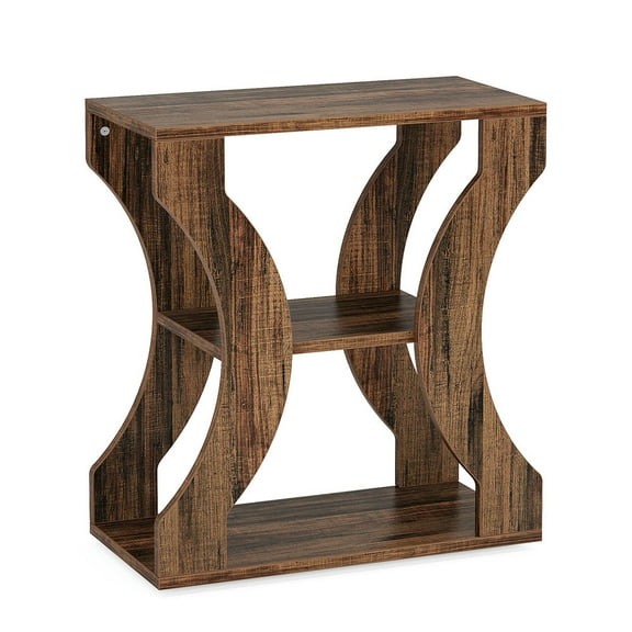 YYAo End Table, Side End Table,24" End Table, 3-Tier Farmhouse Side Table with Storage Shelves,Brown