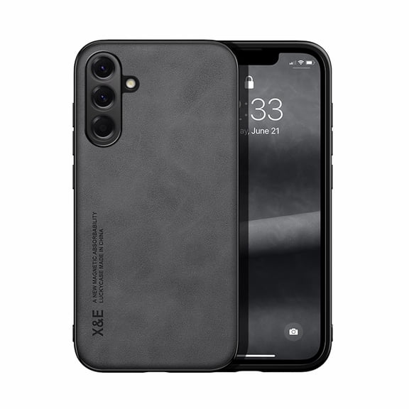 Premium PU Leather TPU Back Case for Samsung Galaxy S26 Plus, Luxury Thin Fit Shockproof Drop Protective Skin Friendly Support Magnetic Car Mount Case Cover for Samsung Galaxy S26 Plus, Darkgray