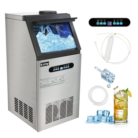 UBesGoo Commercial Ice Maker, 110LBS/24H Automatic Freestanding Ice Machine