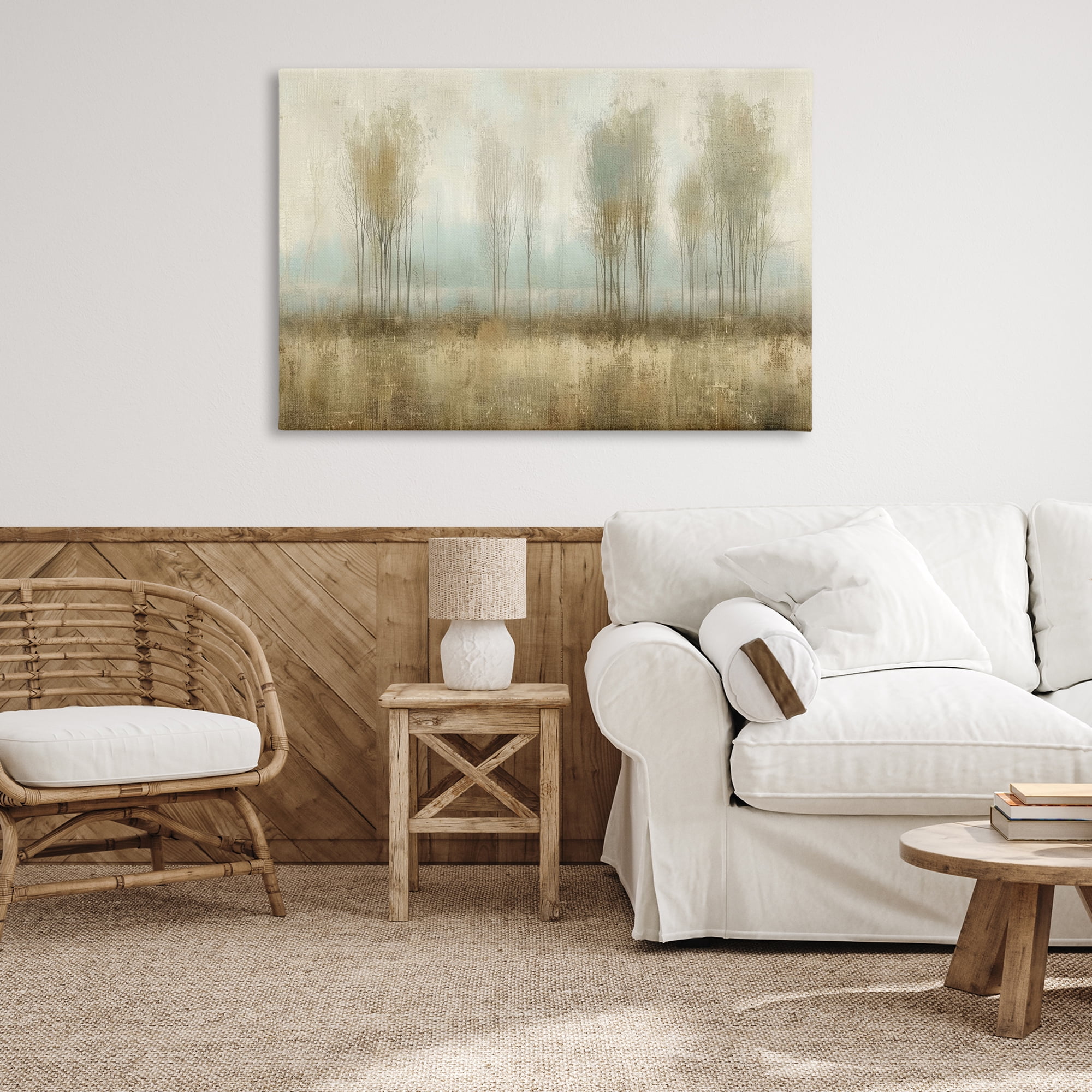 Stupell Industries Muted Forest View Landscape & Nature Painting Wrapped Canvas Art Print Wall Art, 45 x 30