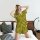 thumbnail image 5 of Balery Yellow Checkered Plaid Conjunto de Pijama para Mujer con Estampado, Dos Piezas de Manga Corta y Shorts, Ropa de Dormir Suave con Cuello Redondo y Bolsillos-Large, 5 of 6