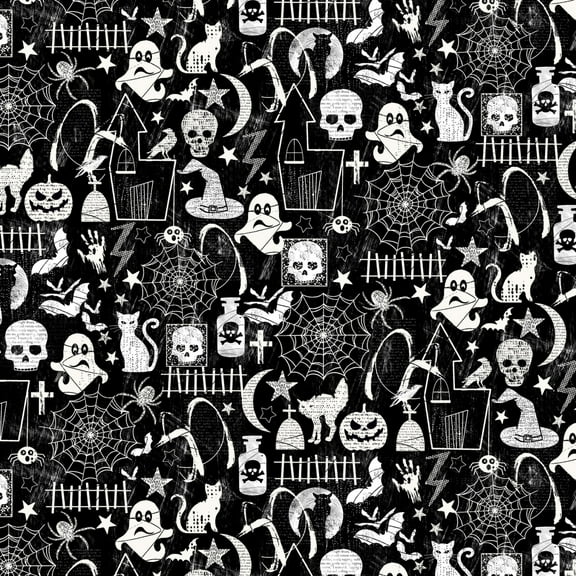 Timeless Treasures Halloween Glow in The Dark Motifs 100% Cotton Fabric by The Yard