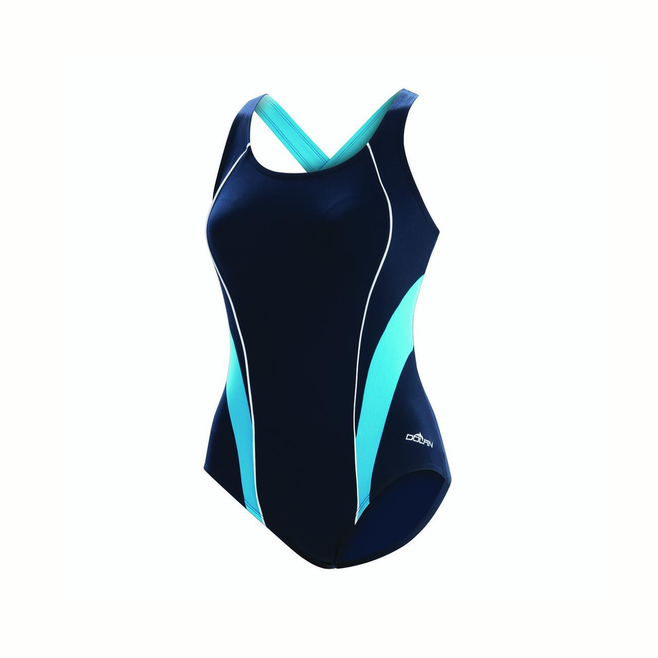 Dolfin Aquashape Swimsuit SPORTY CROSSOVER COLOR BLOCK Navy/Blue Size 6 ...